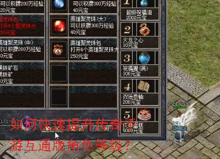 如何快速提升传奇手游互通版角色等级? 如何快速提升传奇手游互通版角色等级?